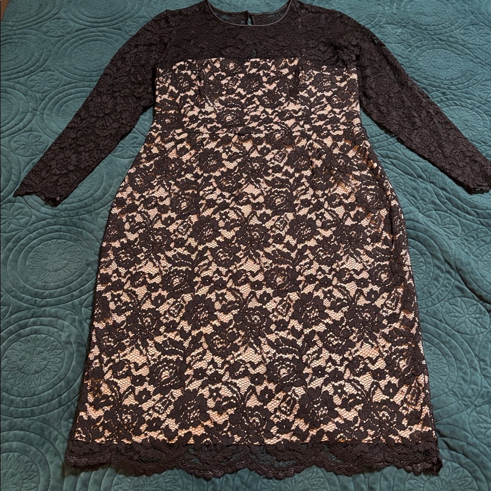 Maggy London Black Lace Long Sleeve Dress